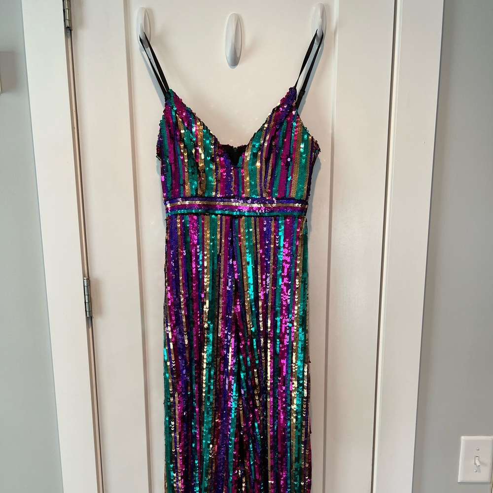multi-color sequin jumpsuit